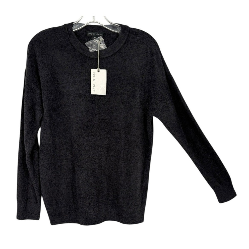 Barefoot Dreams Cozychic Lite Pullover Crew Neck Sweater NEW Soft XS Black